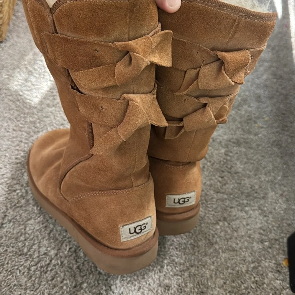 UGG‎ Women’s Allegra ll Tall Suede Chestnut Boots Size 9 Sheepskin Shearling